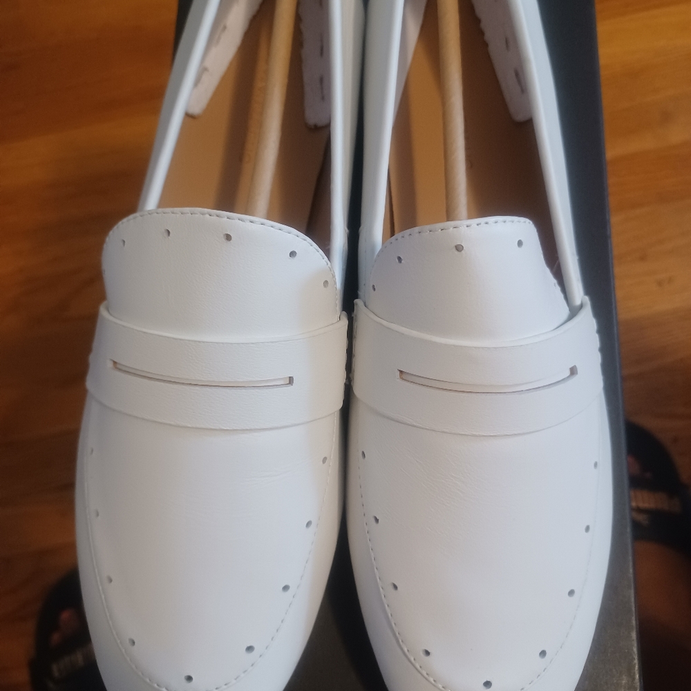 New Ladies White Demi Penny Loafers